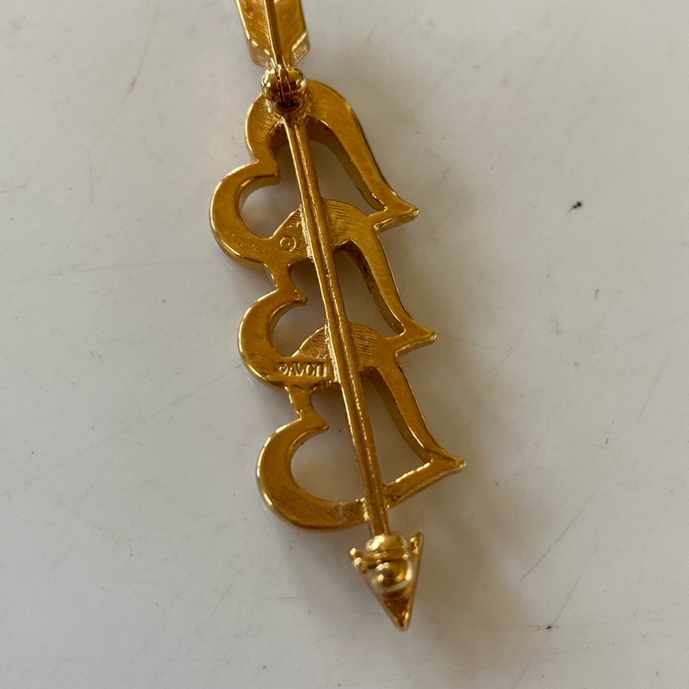 Vintage Avon Rhinestone Triple Heart Arrow Brooch - Pin - Picture 4 of 5